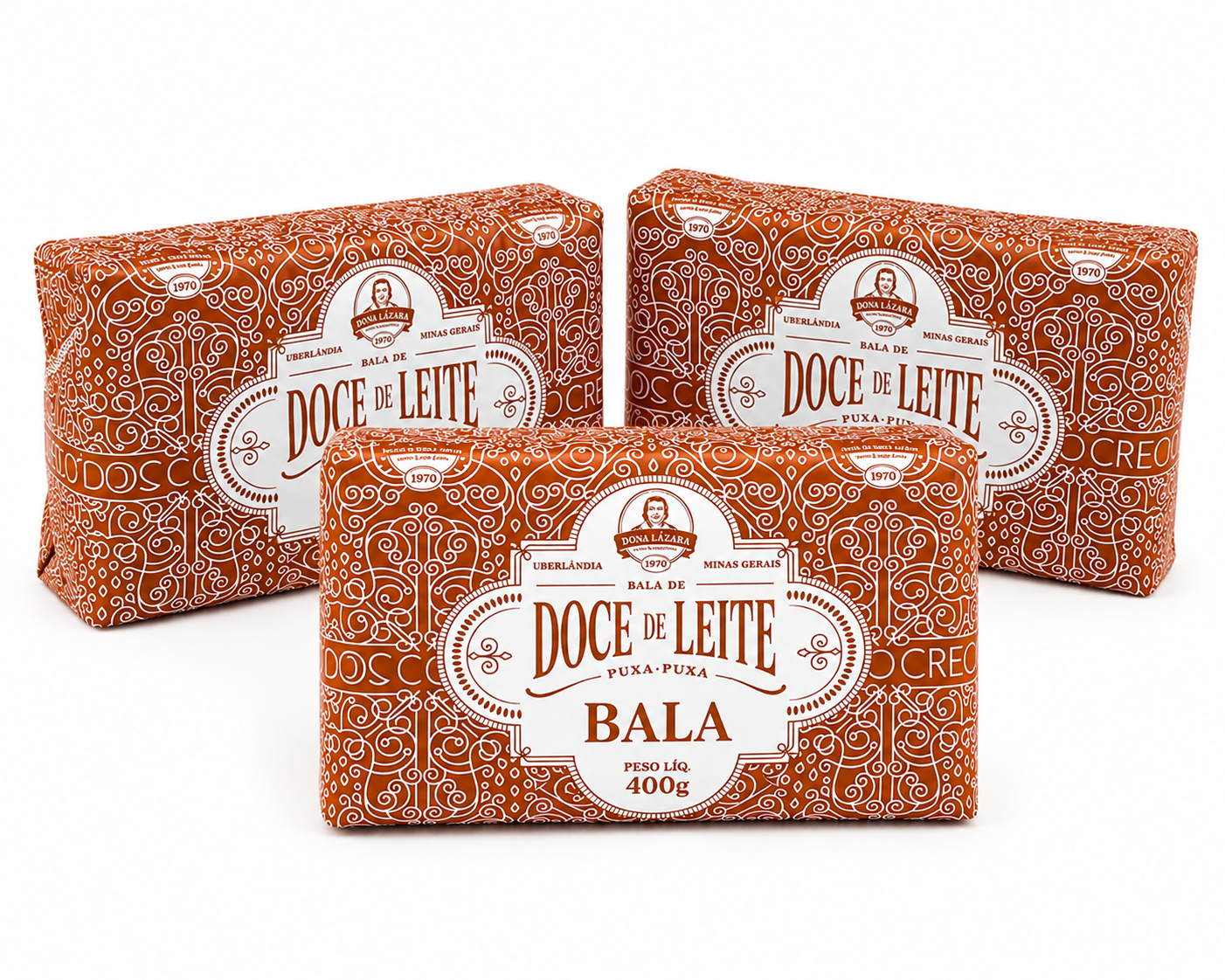 Kit com 3 Balas de Doce de Leite Puxa-Puxa 400g
