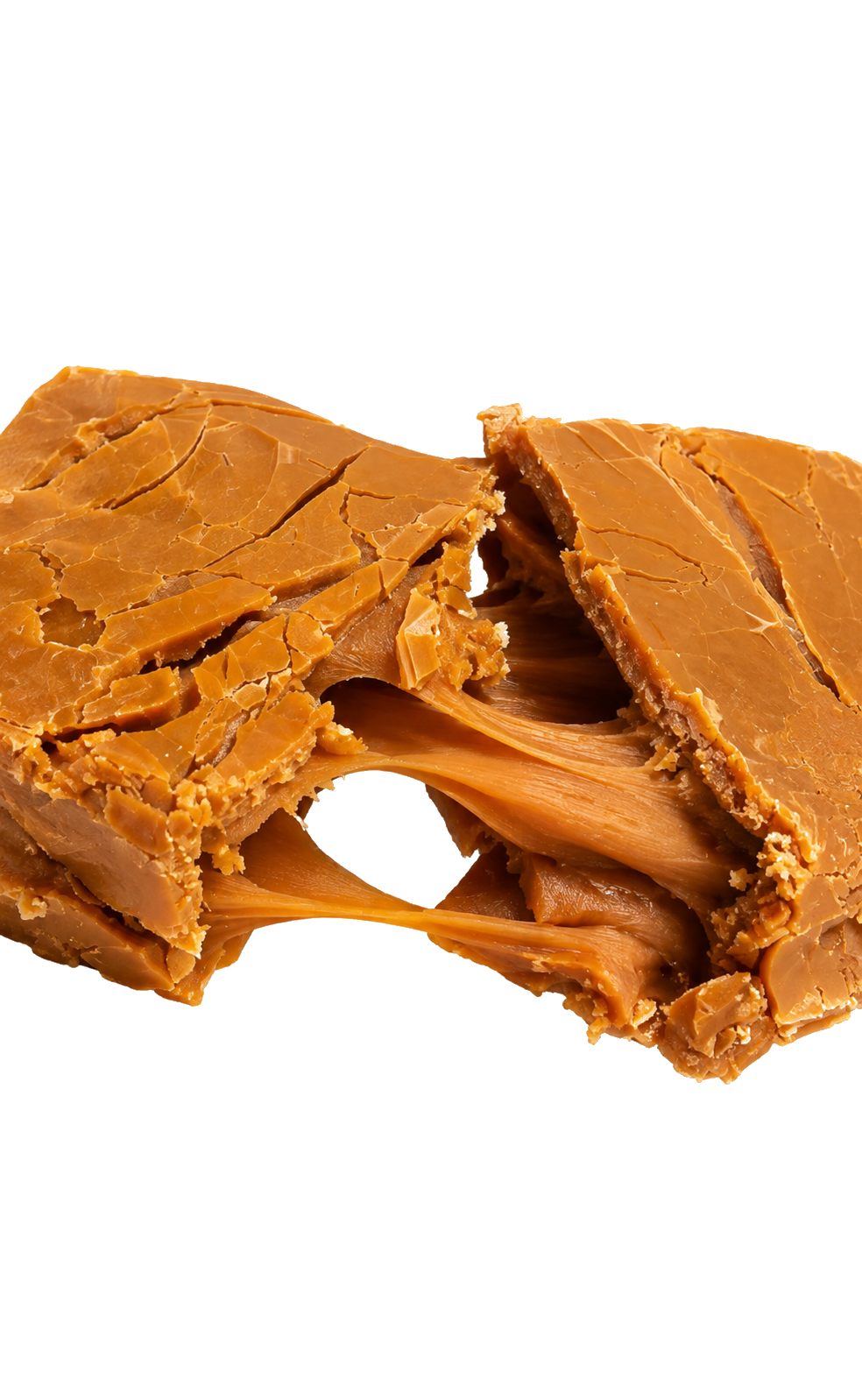 Doce de Leite Puxa-Puxa aberto mostrando a textura macia e o efeito puxa-puxa